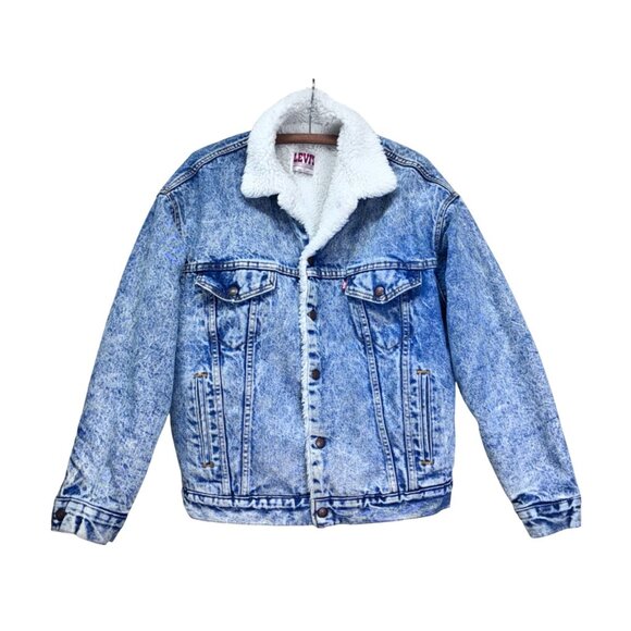 Levis Sherpa Lined Jacket Type III Acid Wash Workwear Pockets NOT VTG Sz M #e - Picture 1 of 10